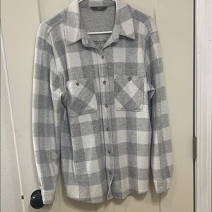 Members Mark Gray and White Plaid Button-Up Shirt/cozy button down top
